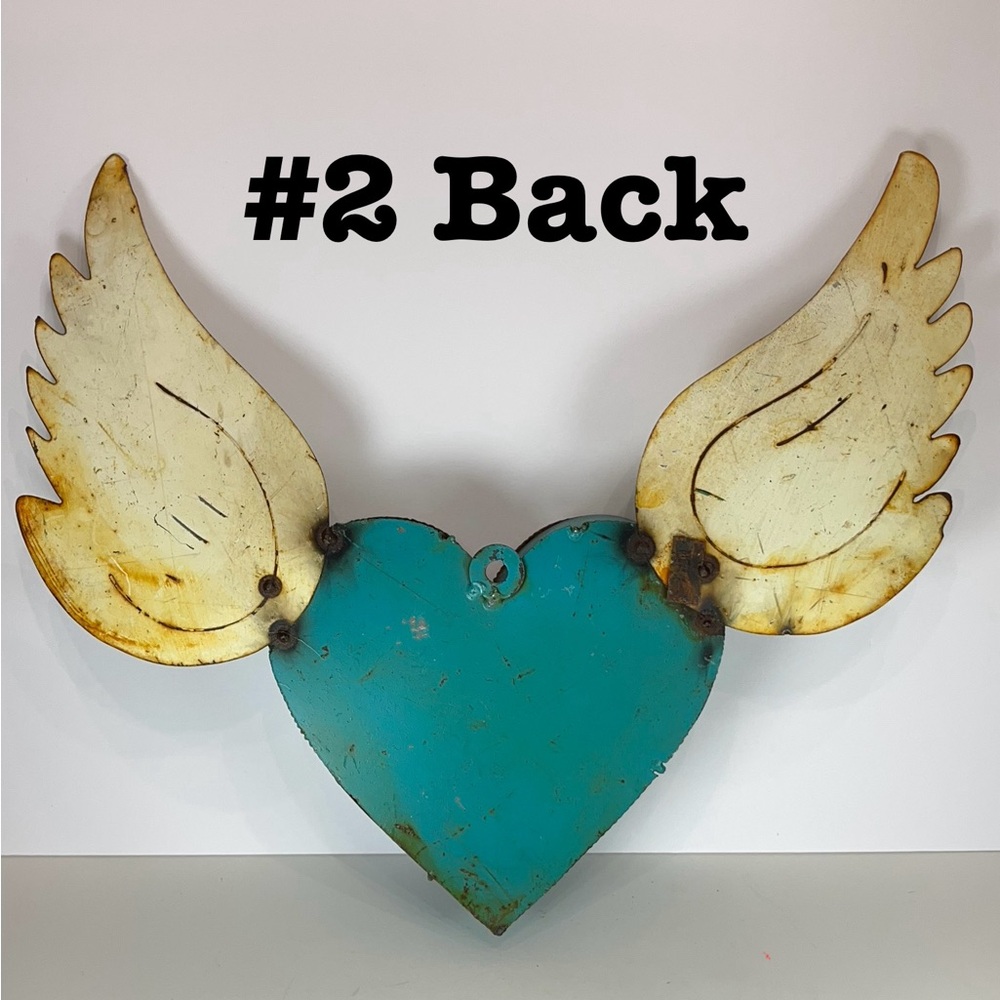 Rustic tin metal heart with wings, Our Lady of Guadalupe - Picture 9 of 9